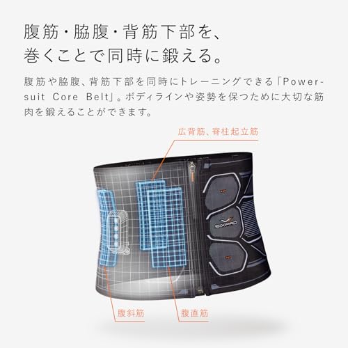[SIXPAD] シックスパッド パワースーツ コアベルト Powersuit Core Belt 専用コントローラーセット（LL,ブルー） MTG エムティージー EMS 腹筋ベルト ジェルシート不要 筋トレ ダイエット 中間 画像