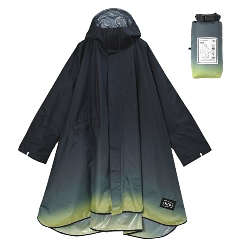 [キウ] スタンダードレインポンチョ 2ND STANDARD RAIN PONCHO - 2ND 防水 撥水 はっ水 耐水 豪雨対応 雨対策 大雨 台風 梅雨 レインコート スリーブポンチョ 雨具 雨ガッパ 雨合羽 袖付き 収納袋 ポケット おしゃれ かわいい 通勤 通学 自転車 アウトドア フェス ユニセックス メンズ レディース 男女兼用 グラデーションネイビー K404-249 画像1