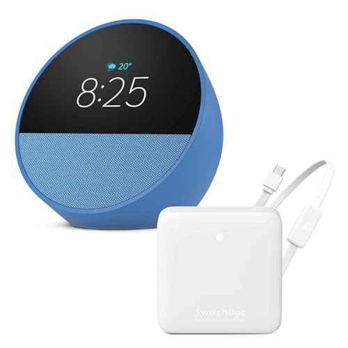 【セット買い】Echo Spot オーシャンブルー + SwitchBot スマートリモコン Hub Mini (温湿度センサー搭載・Matter対応版) 1枚目 画像