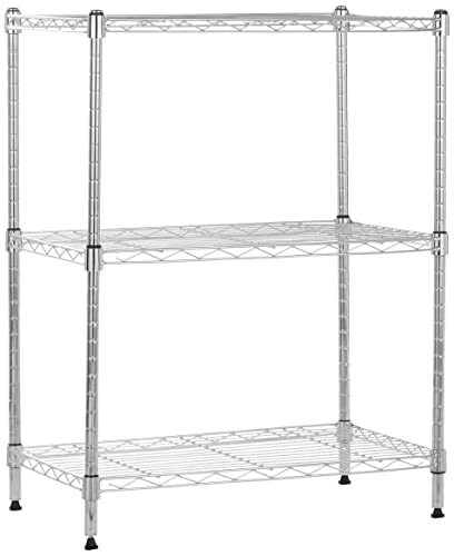 Amazonベーシック 3段スチールラック 棚 メタルラック キッチンラック 耐荷重340kg 幅58.9×奥行34×高さ76.2cm クローム 画像1