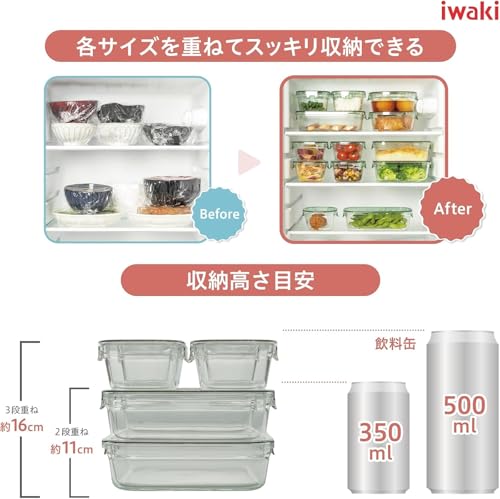 【Amazon.co.jp限定】 iwaki(イワキ) 耐熱ガラス 保存容器 サックスブルー 7個セット パック&レンジ F-PRN7-BL 中間 画像