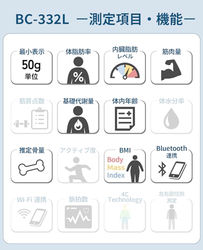 タニタ 体重計 体組成計 スマホ連動 50g単位 バックライト BC-332L WH ホワイト 子供の成長を見守る 最後 画像