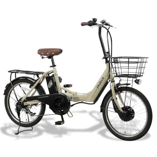 PELTECH(ペルテック) アルミ 折りたたみ 電動アシスト自転車 20インチ シマノ外装6段変速 日本電産製モーター 折り畳み【簡易組立必要品】(TDN-212L) (8AHバッテリー, マットベージュ) 1枚目 画像