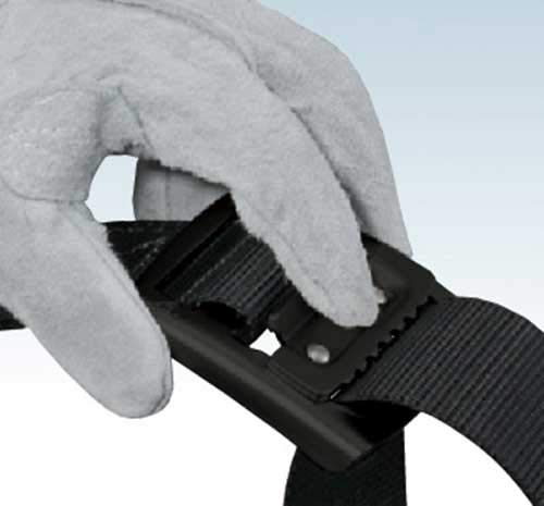 タジマ 新規格安全帯 胴ベルトLサイズ 黒 BABL145-BK 長さ145cm 革手袋でも操作が簡単な軽量アルミフィンガー黒バックル 腰の強い特厚ナイロンベルト 中間 画像