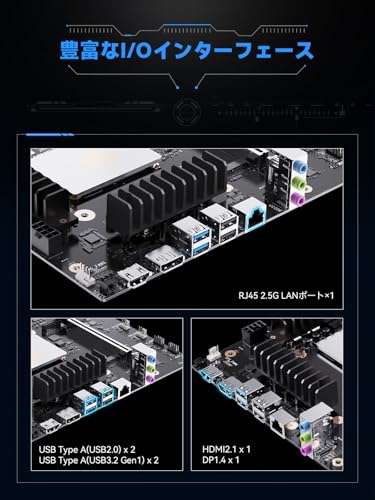 MINISFORUM BD795m M-ATXマザーボード AMD Ryzen 9 7945HX Radeon 610M ベアボーンキット DDR5デュアルチャネル 2xPCIe 4.0 SSD/PCIe 4.0ⅹ16 M.2 2230 key Eスロット/2.5G RJ45 HDMI2.1/DP1.4/2画面出力 中間 画像