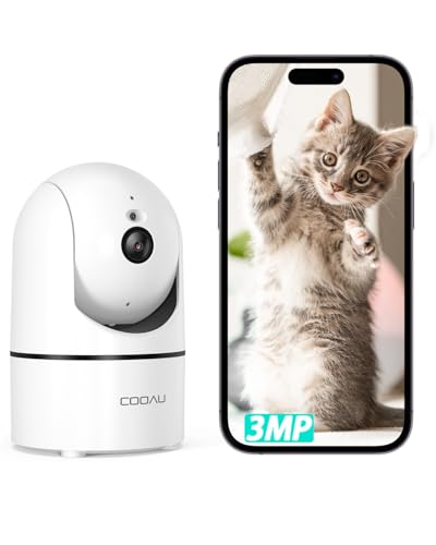 【300万画素・QRコードWIFI接続】COOAU 見守りカメラ ペットカメラ 人体検知 暗視機能 360°PTZ機能 H.265 双方向通話 WiFi強化 防犯カメラ Alexa対応 監視カメラペット用 接続簡単 24h常時録画 自動追尾 動体検知 警報通知 家族共有 複数カメラ同時接続 SDカード対応 ペット/ベビーモニター ネットワークカメラ 室内暗視カメラ 留守番 子供/犬/猫/老人 画像1