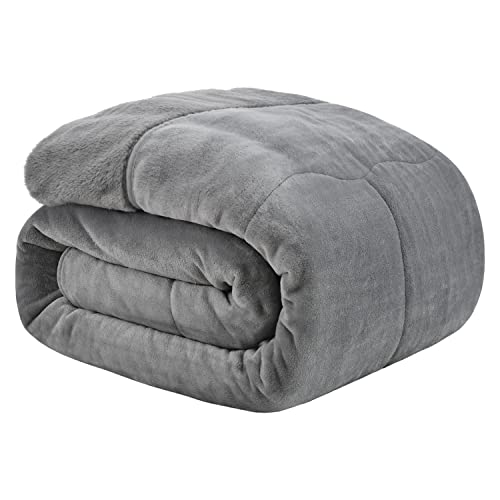 クモリ(Kumori) あったか毛布 二枚合わせ 掛け毛布 厚手 真冬もうふ ふわふわ フランネル ブランケット 吸湿発熱 静電防止 襟付き 丸洗いOK (グレー シングル・140X200cm) 画像1