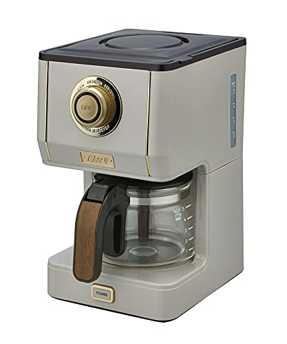 【Toffy/トフィー】 アロマドリップコーヒーメーカー K-CM5 グレージュ ドリップ式 蒸らし機能 自動保温機能 ガラスポット メッシュフィルター付き レトロ K-CM5-GE 1枚目 画像
