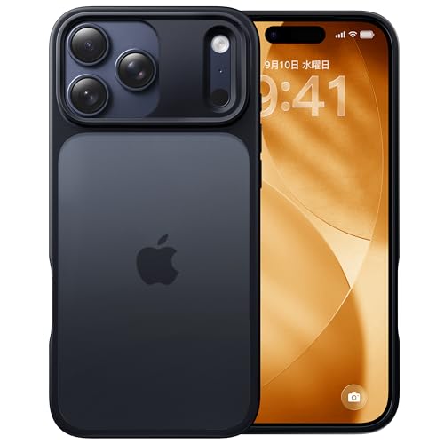 【米軍MIL規格・指紋防止】CASEKOO iPhone 17 Pro 用 ケース 耐衝撃 滑り止め 指紋防止 米軍MIL規格 マット仕上げ ストラップホール付き 黄変防止 耐久性 カバー ワイヤレス充電対応 いphone17pro 用ケース 6.3 インチ(マットブラック) 画像1
