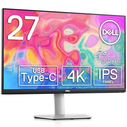 Dell S2722QC 27インチ 4K モニター (3年間無輝点交換保証/IPS非光沢/USB Type-C・HDMIx2/sRGB 99%/縦横回転・高さ調整/4ms/AMD FreeSync/スピーカー付) 画像1