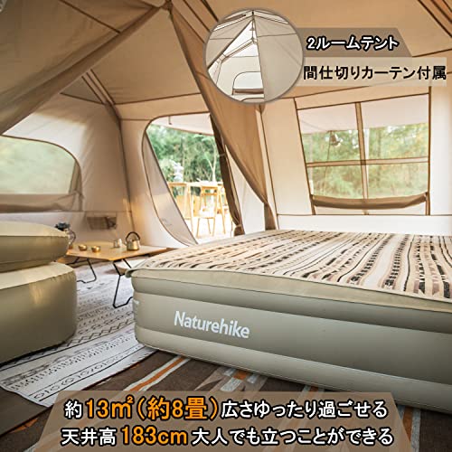 Naturehike公式ショップ ワンタッチ テント Ti Black新型素材 UPF12500+ 拡張キャノピー キャンプ ロッジ型 設営簡単 uvカット 自立式 2重層 防水 耐水圧PU2000 初心者向け 前室ポール二本付き 大型 キャンピング アウトドア ファミリー お花見 おしゃれ 収納袋付き 中間 画像
