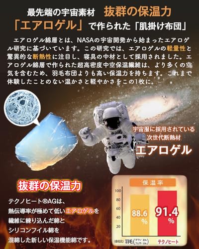 Softime 掛け布団 人工羽毛布団 シングル 冬 ダックダウン93%相当 【宇宙服素材エアロゲル採用 羽毛布団より軽量·保温】 体にフィットする立体キルト 帝人FWALINE使用保温力 肌掛け布団 軽くて暖かい 冬用 掛けふとん あったか ホコリ出にくい 洗える 抗菌防臭 防ダニ 柔らかな肌触り ピーチスキン加工 充填量1.3kg（150x210cm グレー） 中間 画像