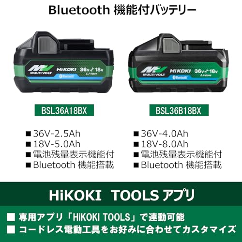 HiKOKI(ハイコーキ) Bluetooth付き第2世代マルチボルトバッテリー BSL36B18BX 36V 4.0Ah/18V 8.0Ah 0037-9244 中間 画像