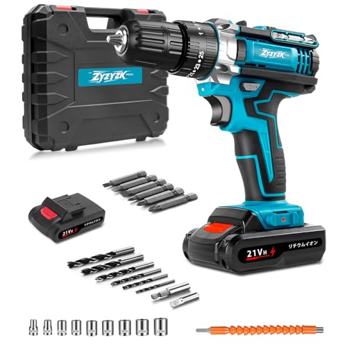 【2025新登場・DIY革命】電動ドライバー 電動ドリル インパクトドライバー 21V 最大45N.m 25+3段階トルク調節 無断変速 二段変速 充電式コードレス LEDライト付き 延長アダプター 24点ビットセット 正逆転切替 小型 軽量 初心者 DIY家具組み立て 穴あけ ネジ締め 電動工具セット 日本語取扱説明書 バッテリー2個付き 画像1