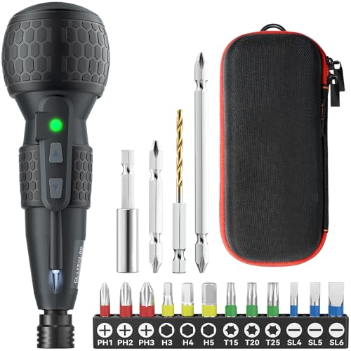 Yacooda 電動ドライバー 小型 強力 【16点ビット付き 収納ケース付き】 電動4N.m 手動10N.m USB-C充電式 高輝度LEDライト 軽量 DIY 操作簡単 女性/初心者対応 2025バージョンアップ版 父の日 誕生日プレゼント ブラック 画像1