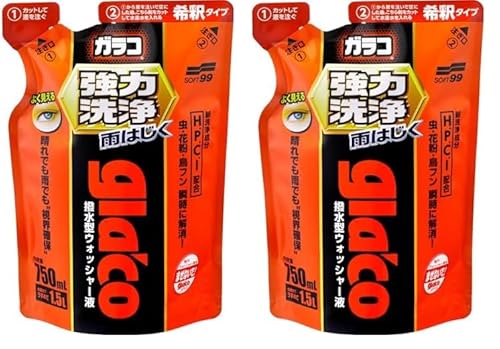 ソフト99(SOFT99) glaco(ガラコ) 撥水剤 ガラコウォッシャー 強力洗浄 750ml 自動車用フロントガラス・窓ガラスの洗浄及び撥水用 04952 (× 2) 1枚目 画像