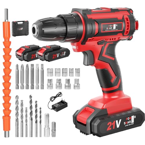 【電動ドライバー・DIYの強い味方】VANBAR 電動ドリル 小型 電動ドライバーセット最大42N・m 25段階トルク調節 21V 1300mAhバッテリー2個 コードレス 前後切り替えスイッチ 充電式ドリルドライバー LEDライト 二段階スピード調節 電動工具セット 21ドリル/收纳ケース ネジ締め 穴あけ DIY家具組み立て 操作も簡単で 【2年保証】 画像1