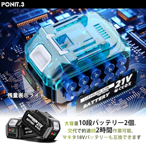 ヘッジトリマー 充電式 電動ヘッジトリマー 18Vマキタバッテリー対応可能 刈込幅510mm/切断径18mm 両刃駆動 高速往復刈り 剪定 トリマー 電動トリマー ガーデントリマー 生け垣トリマー 剪定バリカン 生垣バリカン 植木バリカン 草刈りバリカン 充電式 枝切り 電動 コードレス 軽量 【大容量バッテリー2個と充電器付属】 日本語取扱説明書 中間 画像