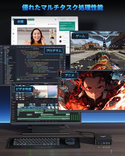 NIPOGI ミニpc Ryzen 7 5825U(最大4.50GHz) 8C/16T 16GB DDR4 512GB SSD mini pc ryzen Windows11 Pro 4K60Hz 3画面出力 ミニパソコン Type-C 小型pc WiFi 6 Bluetooth 5.2 中間 画像