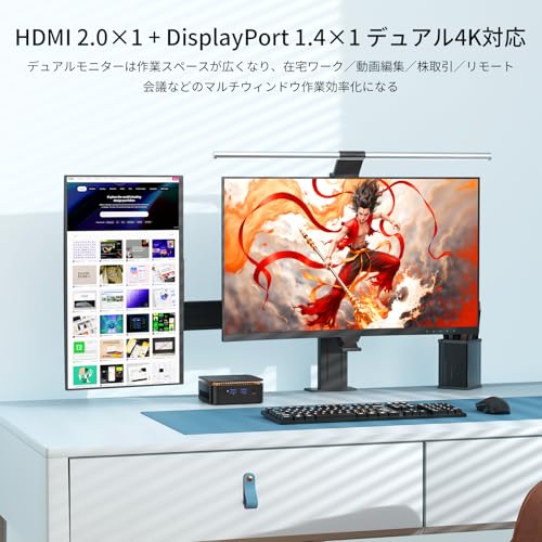 【2025新型・N150より速い】 ミニpc 最大3.60GHz 4C/4T mini pc インテル N97 ミニパソコン Windows11 Pro 8GB DDR4 256GB M.2 SSD 2TB拡大可能 小型pc HDMI2.0+DP1.4 2画面 4K@60Hz USB3.2/LANポート 2.4G/5GWi-Fi BT4.2 省電力mini-pc 高速熱放散 静音 E1小型パソコン 中間 画像