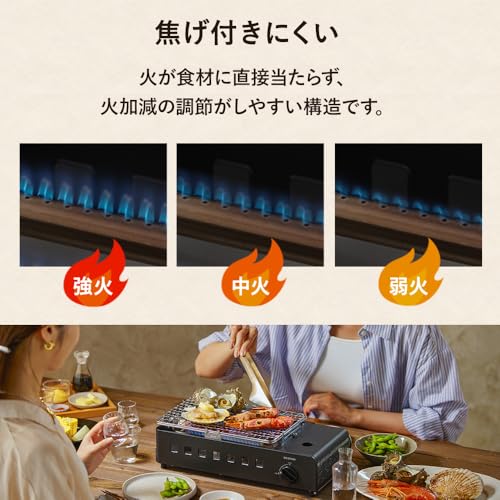 アイリスオーヤマ 炉端焼き カセットコンロ 分解して洗える ふく射板熱で均一に加熱 均一な焼き上がり ふっくら アウトドア バーベキュー キャンプ 浜焼き 串焼き 焼き鳥 IGC-R1-H チャコール 中間 画像