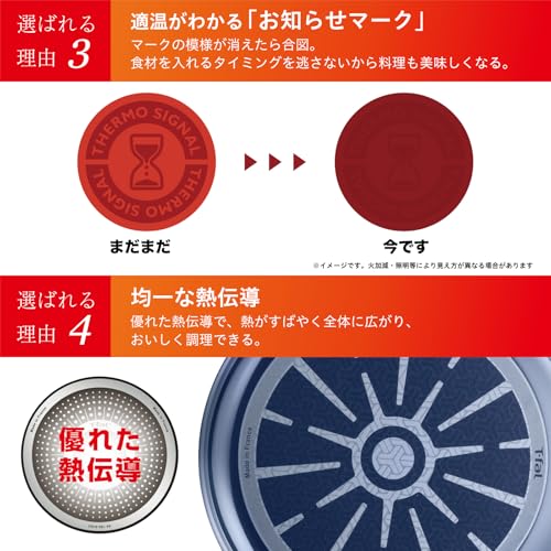 ティファール 取っ手のとれる フライパン 28cm ガス火専用 PFOAなどの有害物質不使用 「インジニオ･ネオ ロイヤルブルー･インテンス フライパン」 こびりつきにくさ長持ち ブルー L43706 中間 画像