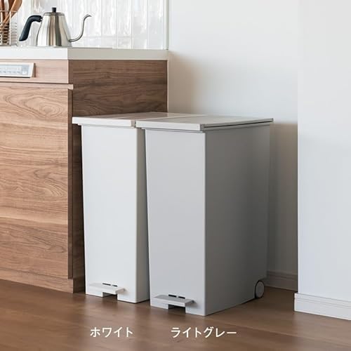 [ケユカ] テレビで紹介 両開きダストボックス LL 42L 白 キャスター付 蓋付 分別 ゴミ箱 ゴミ袋対応 ペダル式 ホワイト KEYUCA 中間 画像
