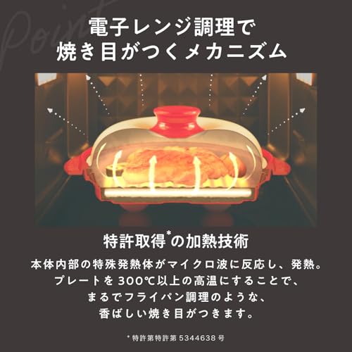【直営販売商品】レンジメートプロ RANGEMATE PRO 電子レンジ専用調理器具 レシピブック付き 【特許技術使用】焼き魚 魚焼き レンジ 焼き目 丸型 レンジメイト グリル (レッド, レンジメート プロ) 中間 画像
