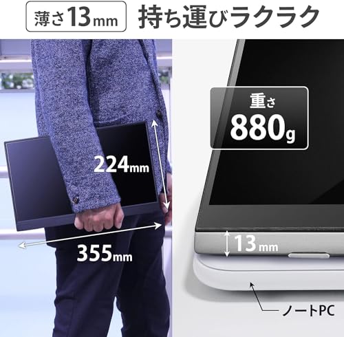 【セット買い】IODATA モバイルモニター タッチディスプレイ 10点対応 15.6インチ LCD-CF161XDB-MT/E & GOPPA ゴッパ モバイルディスプレイアーム(~17.3インチ) GP-DPA17L/B-EC 中間 画像