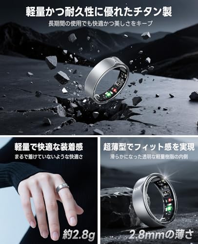 FOSMET RX10 スマートリング チタン製 健康管理 睡眠管理 10日間持続 Android iPhone対応 5ATM防水 歩数計 最軽量 超薄型 リング 高い精度と着け心地の良さを備えたSmart Ring 日本語取扱説明書 (シルバー, 10) 最後 画像
