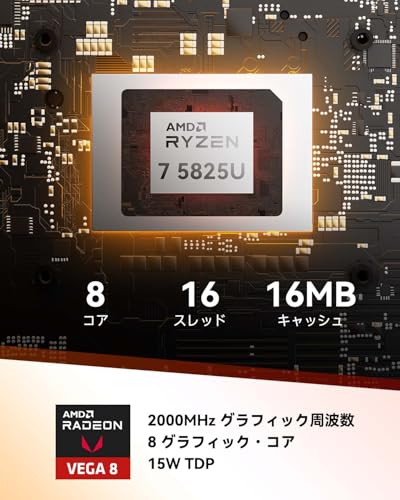 【3年保証・5年以上使用】GEEKOM A5 ミニpc AMD Ryzen7 5825U搭載 128GB RAM+10TB SSD（拡張可能） 全金属ボディ/静音冷却/SDカードリーダー/最大8K・4画面同時出力 mini pc Win11 Pro正規版 日本認証済み オフィス/動画編集/ゲームに最適/WiFi6/2.5G LAN/USB3.2対応 超小型PC 16GB RAM+512GB SSD 中間 画像