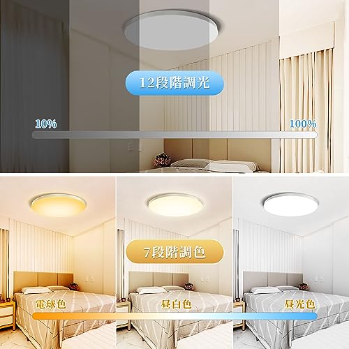 Coizabera LED シーリングライト 6畳 28W 3600lm 2個セット 調光調色 リモコン操作 スマホAPP操作 天井照明器具 電気 蛍光灯 洋室 和室 リビング/キッチン/寝室/洗面所 適用 白枠2個セット 最後 画像