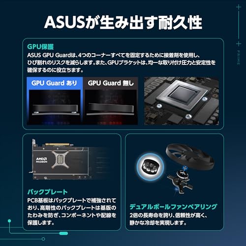 ASUS AMD Radeon RX9070 搭載 ビデオカード PCIe 5.0 16GB GDDR6 PRIME-RX9070-O16G 国内正規代理店品 中間 画像