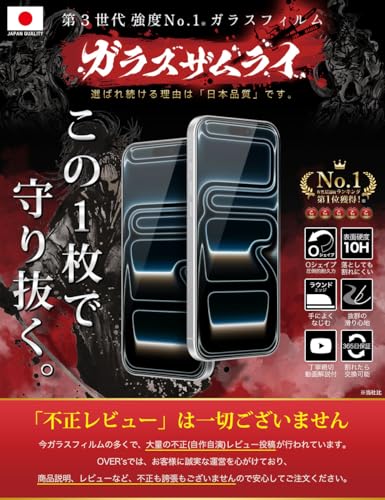 ガラスザムライ iPhone 17 Pro Max 用 iPhone 16 Pro Max 用 ガラスフィルム 硬度 10H 日本製ガラス素材 強化ガラス 保護フィルム 米軍MIL規格 いPhone 413-k 439-k 最後 画像