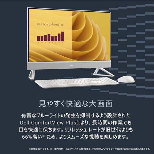 【Amazon.co.jp限定】Dell デスクトップパソコン 一体型 Dell 27 AIO EC27250 27インチ Core i7-1355U メモリ16GB SSD1TB Office 2024搭載 Windows 11 パールホワイト 翌営業日対応オンサイト出張修理サービス1年(HDD返却不要サービス) AD69-FNHBA 最後 画像