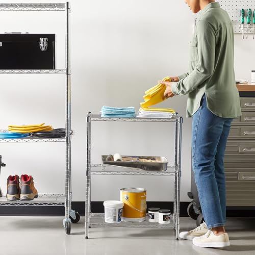 Amazonベーシック 3段スチールラック 棚 メタルラック キッチンラック 耐荷重340kg 幅58.9×奥行34×高さ76.2cm クローム 最後 画像