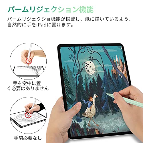 JAMJAKE タッチペンapple pencil替换用ペン急速充電 スタイラスペンiPad 用ペン 極細 高感度 傾き感知/磁気吸着/誤作動防止機能対応 軽量 耐摩2018-2025iPad対応 学生 子供 筆記 絵を描く デザイン用 ドローイング用 中間 画像