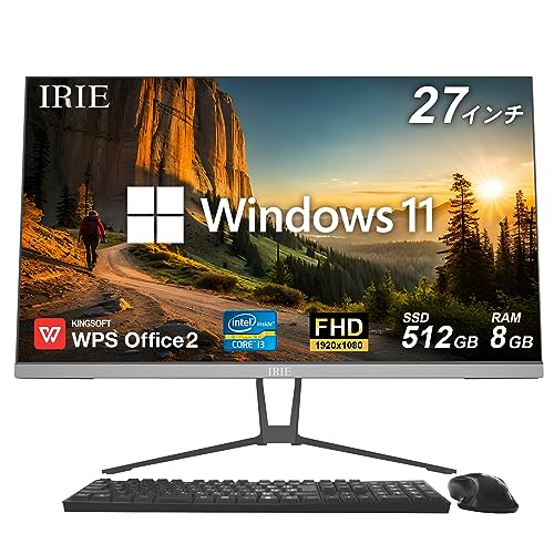 FFF 一体型デスクトップパソコン 27インチ 大画面 IPS液晶 フルHD搭載 モニター内蔵PC Core i3-10110Y Windows 11 Pro メモリ・SSD増設可 HDMI入力対応 Office付属 テレワーク・在宅勤務に最適 画像1