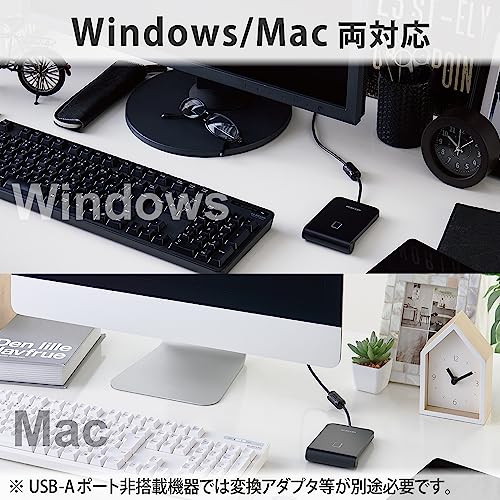エレコム(ELECOM) ICカードリーダー MR-ICA001BK 非接触式 3年保証 パソコン Windows mac対応 【マイナンバーカード/e-Tax 確定申告/電子車検証/eLTAX/FeliCa/MIFAREカード対応】 ケーブル1m ブラック 中間 画像