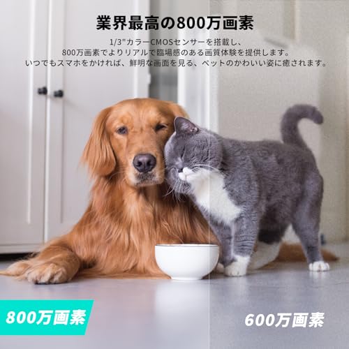 【メーカー2年保証・臨場感溢れる800万画素・健康状態を見守り】COOAU ペットカメラ iphone対応 見守りカメラ 8MP WDR画面補正 5G/2.4GWi-Fi 有線LAN対応 監視カメラ 防犯カメラ 夜間暗視 360°PTZ機能 遠隔操作 AI検知 室内カメラ 自動追尾 双方向音声 複数録画機能 ネットワークカメラ type-c対応 猫/犬/子供/老人介護 ベビーモニター Alexa/スマホ応 玄関 LANケーブル付き 最後 画像