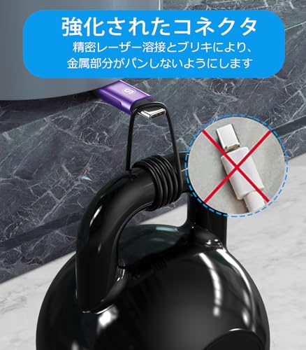 USB Type C ケーブル【1M/2本セット】Sweguard USB-C & USB-A 3.1A USB C ケーブル【QC3.0対応急速充電】タイプc 充電 iPhone17 16/iPhone 15 Pro MAX, iPad Pro,Samsung Galaxy S25/S24/S23/S22/S21/S20/S10,Pixel,usb type-c機器と互換性があり (紫) 中間 画像