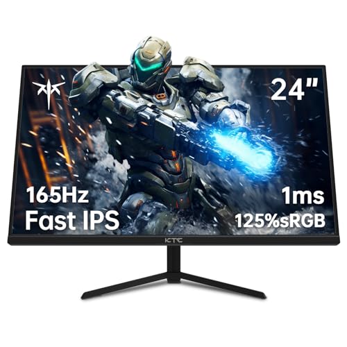 KTC 24 inch Monitor, Fast IPS 1080p 144Hz 165Hz 1ms, 125.25% sRGB, HDR, Borderless, FreeSync Premium & G-Sync, HDMI 2.0x2, DP1.4x2, Vesa Support, Eye Care for Gamers 画像1