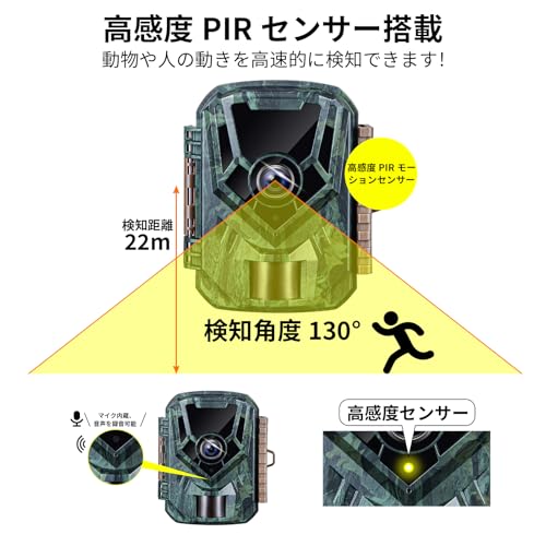 KJK トレイルカメラ 小型 防犯カメラ 野生動物監視カメラ 動画2.7k 静止画3600万画素 赤外線 乾電池式 超高速トリガー 夜間低輝 搭載 人感センサー IP66級防水防塵 屋外 屋内監視 センサーカメラ 電池式 暗視カメラ 内蔵録音マイク 32GB メモリーカード付き 中間 画像