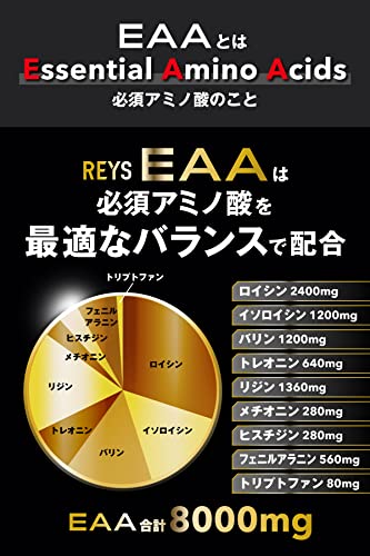 REYS レイズ EAA 山澤礼明 監修 必須アミノ酸 9種配合 600g 栄養機能食品 粉末 ベータアラニン 1日分のビタミンB群3種配合 国産 (シャインマスカット風味) 中間 画像