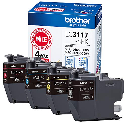 【brother純正】 ブラザー工業(Brother Industries) インクカートリッジ4色パック LC3117-4PK 対応型番:MFC-J6983CDW、MFC-J6583CDW、MFC-J5630CDW 他 画像1