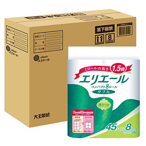 エリエール トイレットペーパー 1.5倍巻き 45m×32ロール(8ロール×4パック) ダブル パルプ100% リラックス感のある香り 【ハーフケース】【EC限定ケース入数】 1枚目 画像