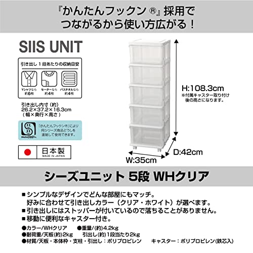 JEJ SEEDS(シーズ) スリムチェスト 5段 キャスター付き クリア SIU-5-CL 最後 画像