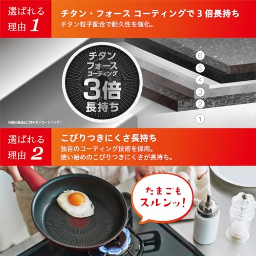 【オンライン限定】 ティファール フライパン 26cm IH ガス火対応 PFOAなどの有害物質不使用 こびりつきにくさ長持ち 「IHチタン・エクセレンス バニラベージュ フライパン」 ベージュ G18205 中間 画像