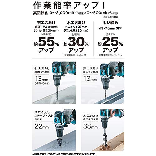 マキタ(Makita) HP484DRGX 充電式震動ドリル 青 18V 6.0Ah 中間 画像