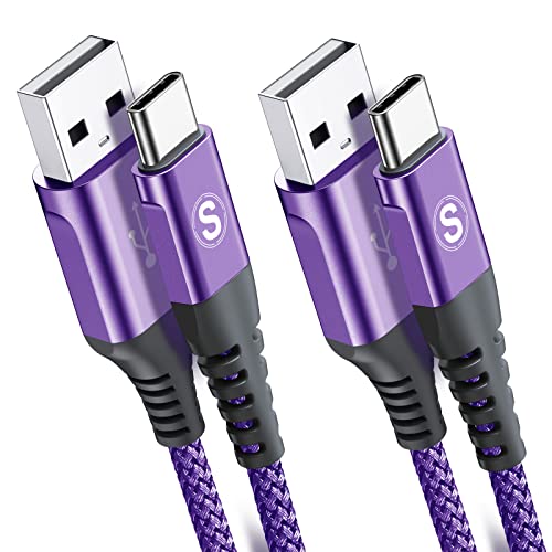 USB Type C ケーブル【1M/2本セット】Sweguard USB-C & USB-A 3.1A USB C ケーブル【QC3.0対応急速充電】タイプc 充電 iPhone17 16/iPhone 15 Pro MAX, iPad Pro,Samsung Galaxy S25/S24/S23/S22/S21/S20/S10,Pixel,usb type-c機器と互換性があり (紫) 画像1